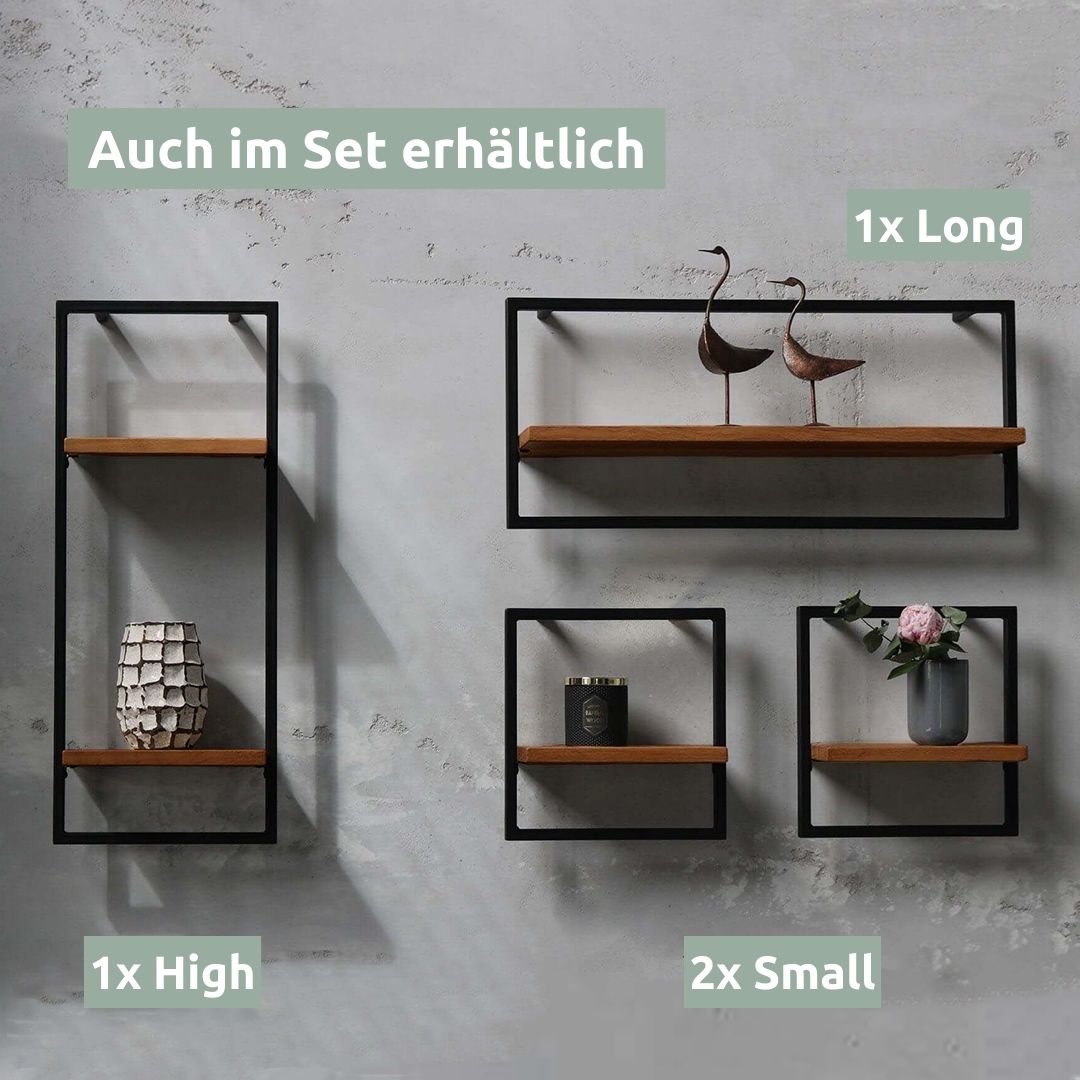 Wandregal high in schwarz gerahmt von holz4home®Hellgrau / mit Baumkante