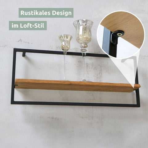 Wandregal long in schwarz gerahmt von holz4home®Hellgrau / ohne Baumkante