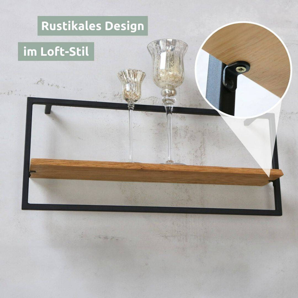 Wandregal long in schwarz gerahmt von holz4home®Hellgrau / mit Baumkante