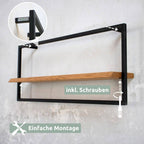Wandregal long in schwarz gerahmt von holz4home®Natur / ohne Baumkante