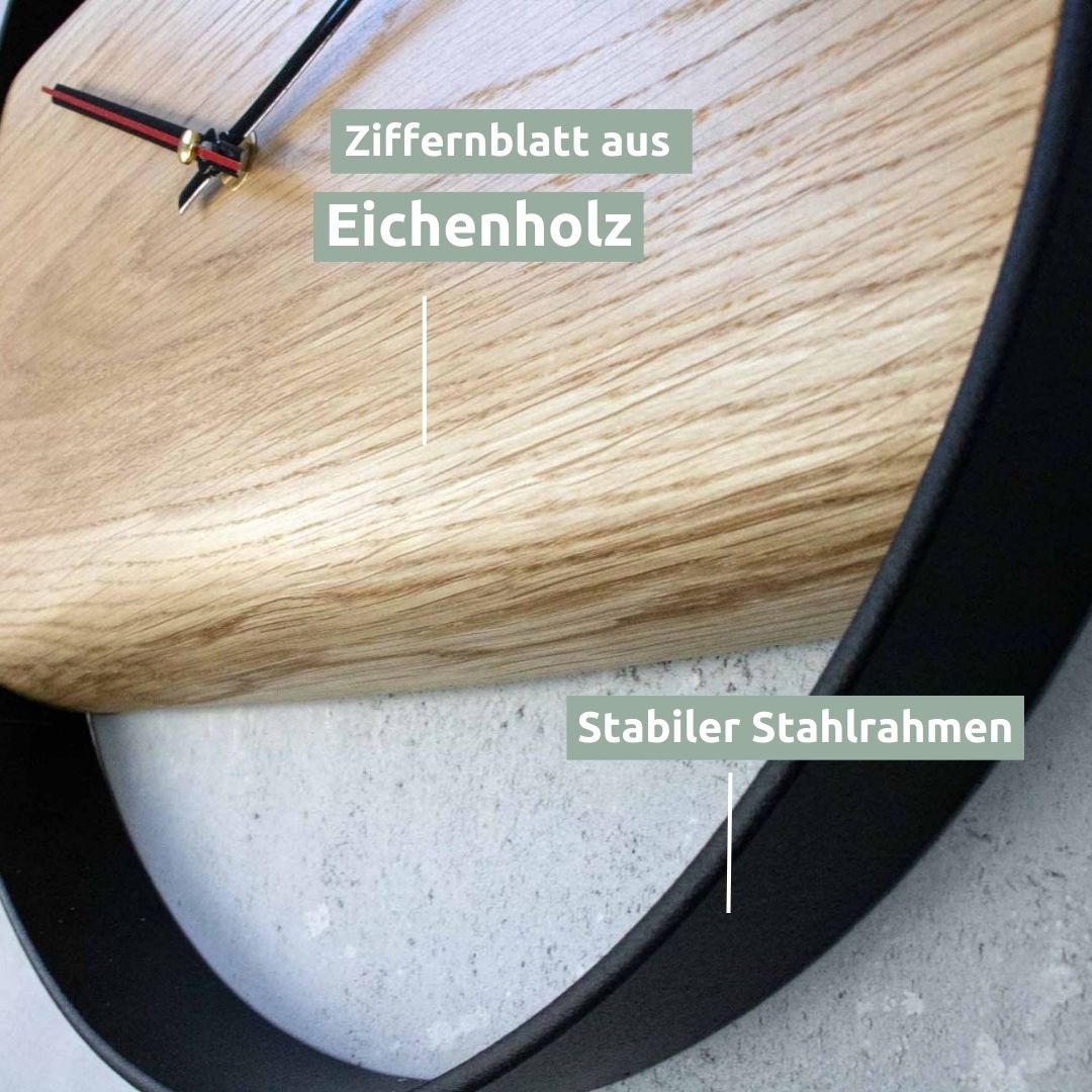 Holz-Wanduhr „Polished“ gerahmt mit polierter Oberfläche43 cm