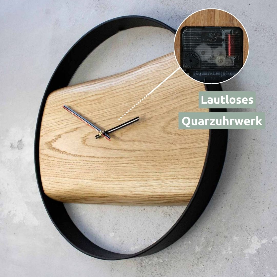 Holz-Wanduhr „Polished“ gerahmt mit polierter Oberfläche43 cm