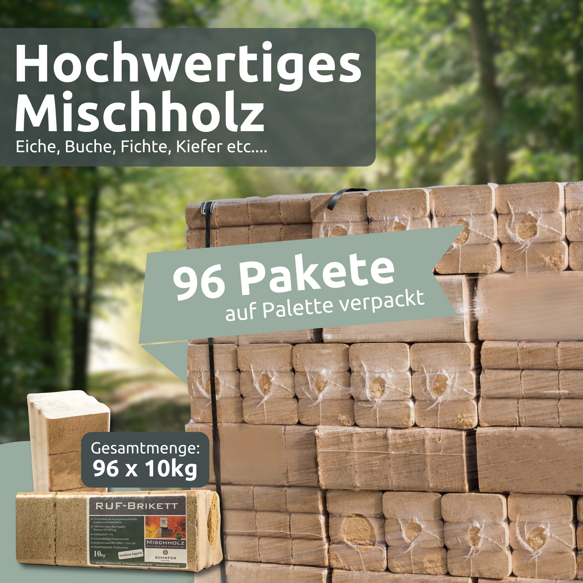 RUF - Holzbriketts MischholzPaket je 10 kg