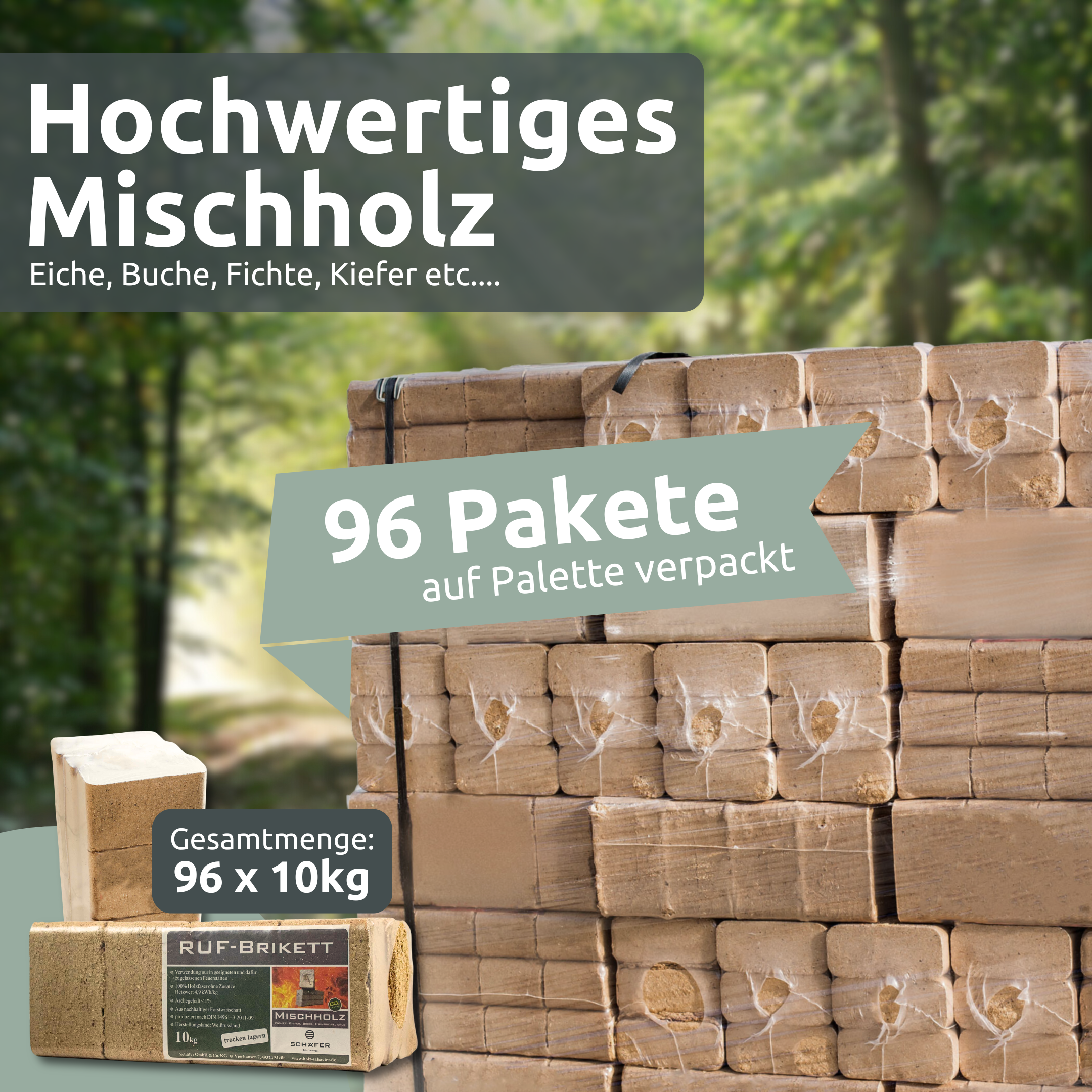 RUF - Holzbriketts MischholzPaket je 10 kg