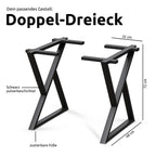 h4h252 kalb | Massivholztisch aus Eiche 4 cm stark, gerade Kante – 140x80 cm oder 160x80 cm, Tischgestell wählbar (Trapez, Dreieck, Doppel-Dreieck, X-Struktur)