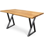 h4h252_cover_mit_bk Massivholztisch aus Eiche mit natürlicher Baumkante – 4 cm stark, in 140x80 cm oder 160x80 cm, mit 4 Tischgestellen zur Auswahl Doppel-Dreieck