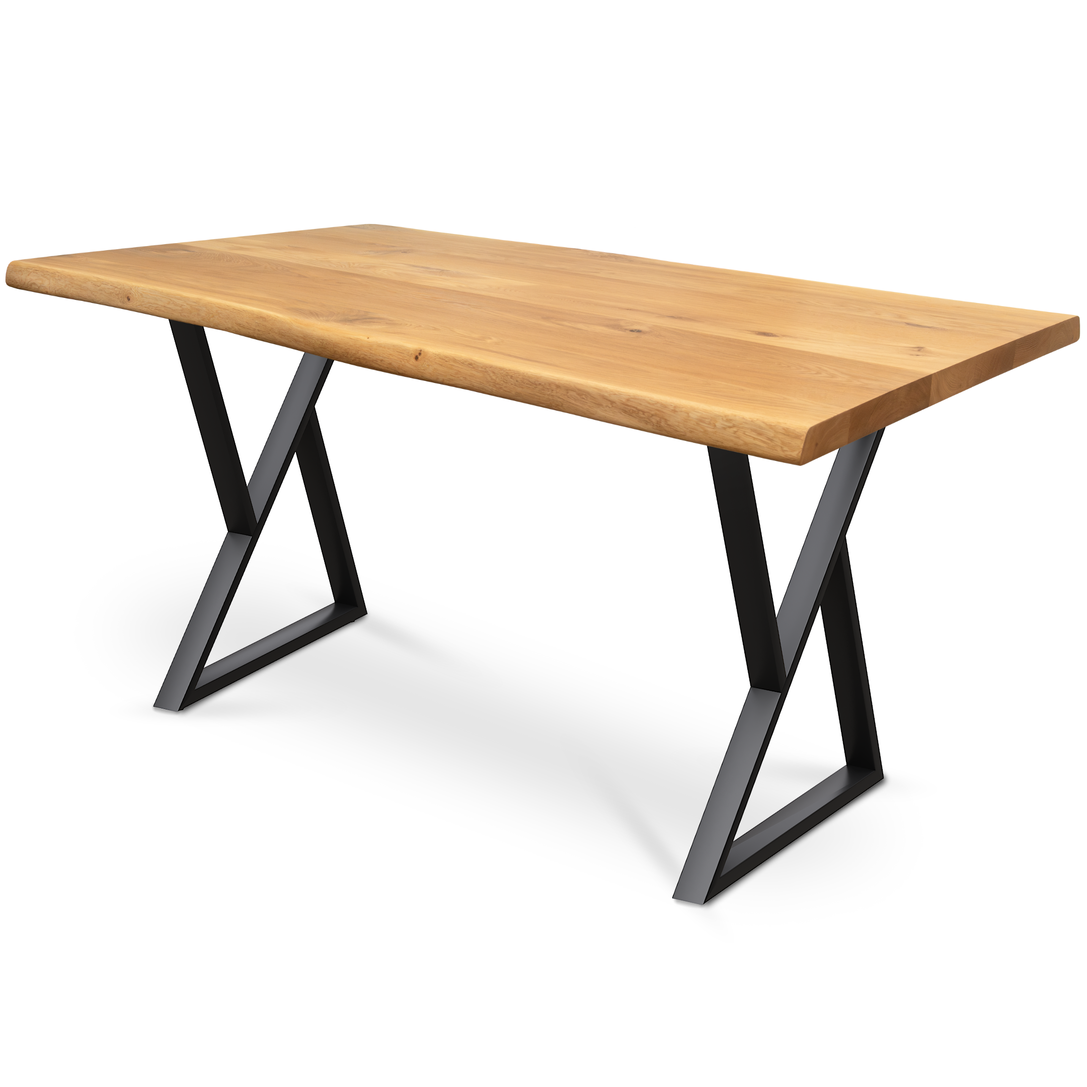 Massivholztisch aus Eiche I Esszimmertisch Massivholz160x80cm / Baumkante / Doppel-Dreieck
