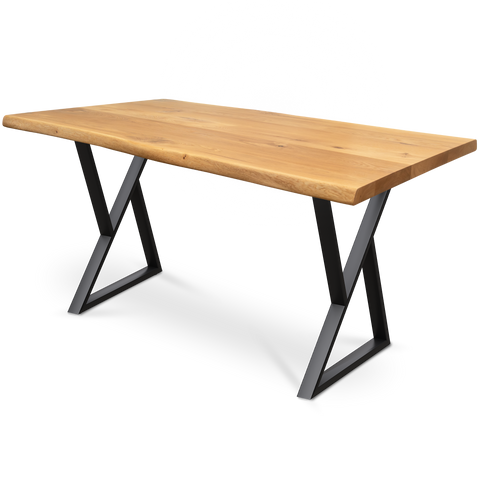 Massivholztisch aus Eiche I Esszimmertisch Massivholz160x80cm / Baumkante / Doppel-Dreieck