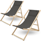 2er Set Liegestuhl aus Holz klappbarCreme