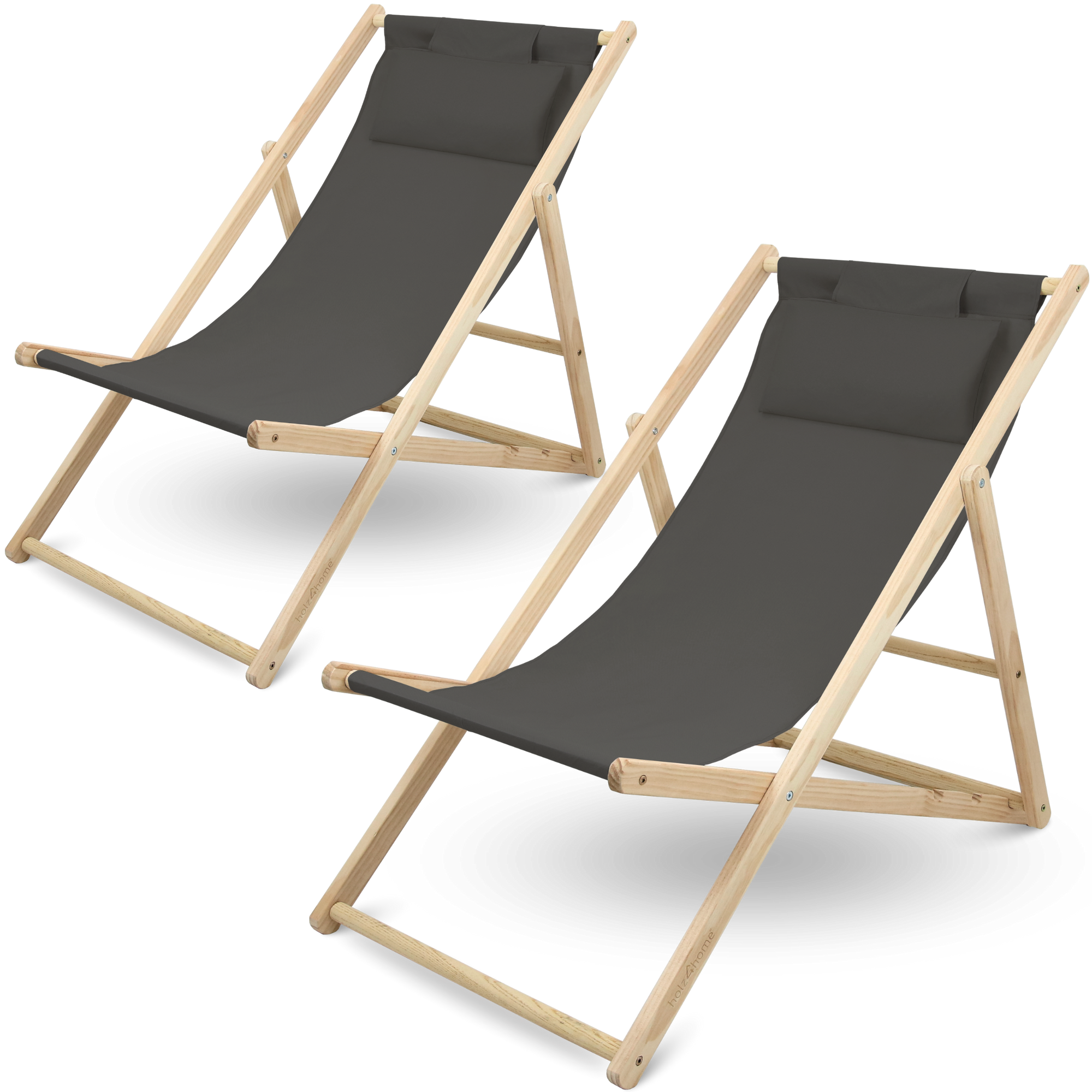 2er Set Liegestuhl aus Holz klappbarCreme
