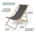 2er Set Liegestuhl aus Holz klappbarAnthrazit