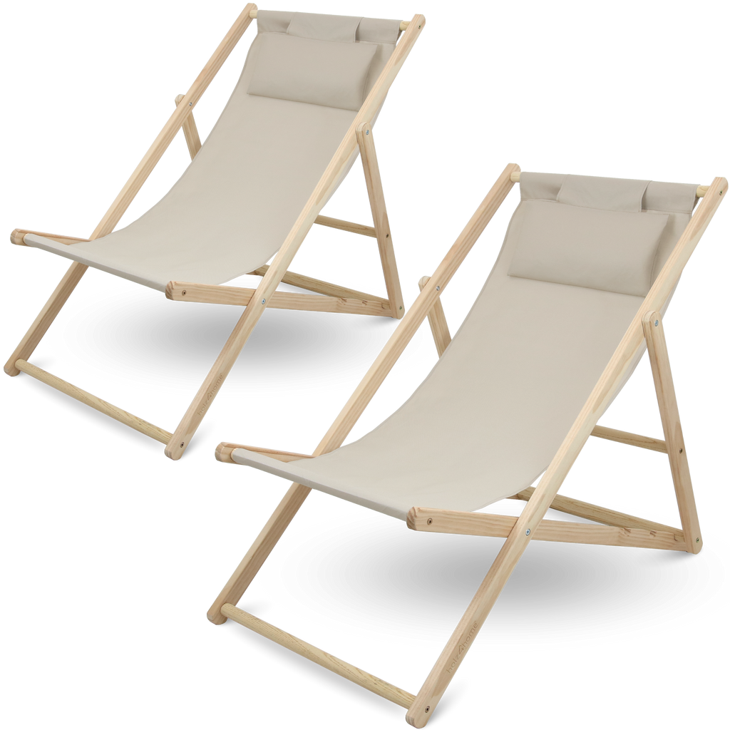 2er Set Liegestuhl aus Holz klappbarAnthrazit