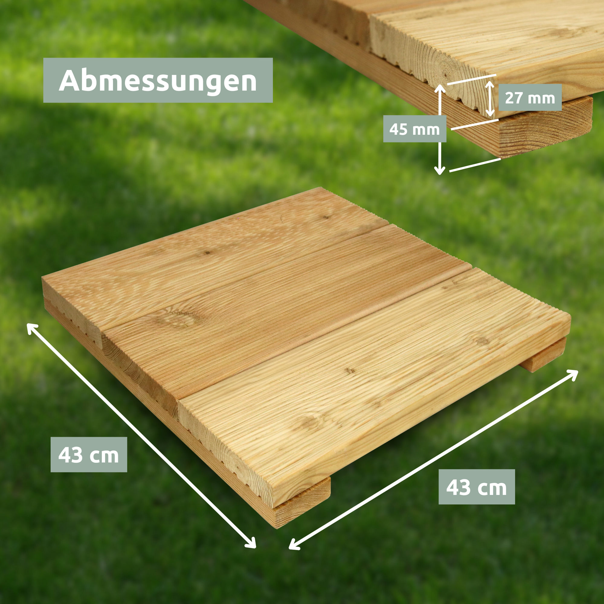 Holz-Fliese Lärche I Ideal für die Terasse oder den Balkon57.2 x 57.2 cm