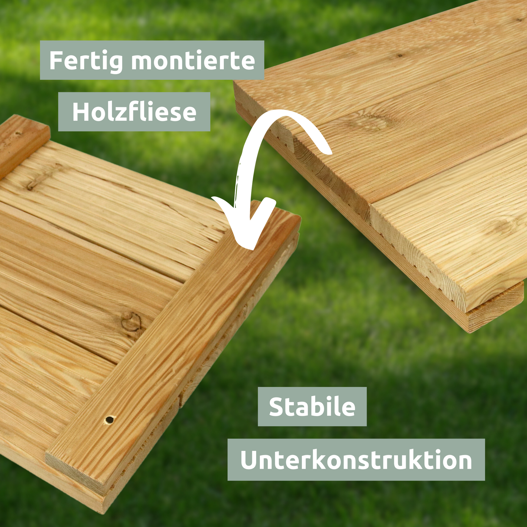 Holz-Fliese Lärche I Ideal für die Terasse oder den Balkon57.2 x 57.2 cm