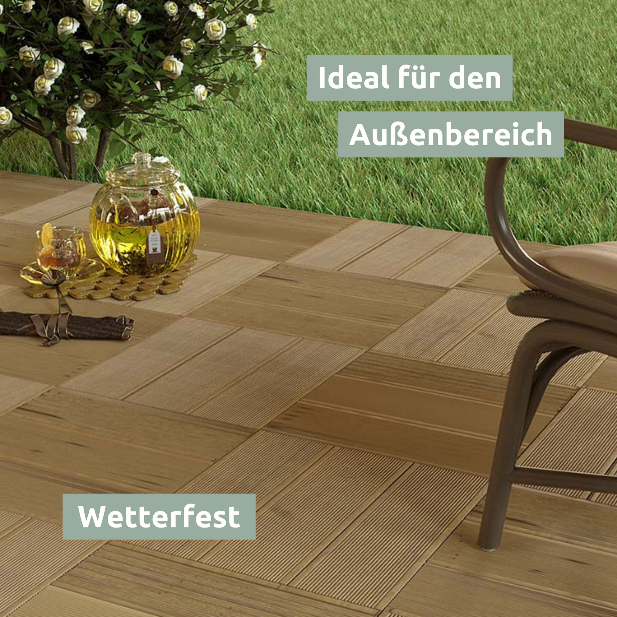 Holz-Fliese Lärche I Ideal für die Terasse oder den Balkon57.2 x 57.2 cm