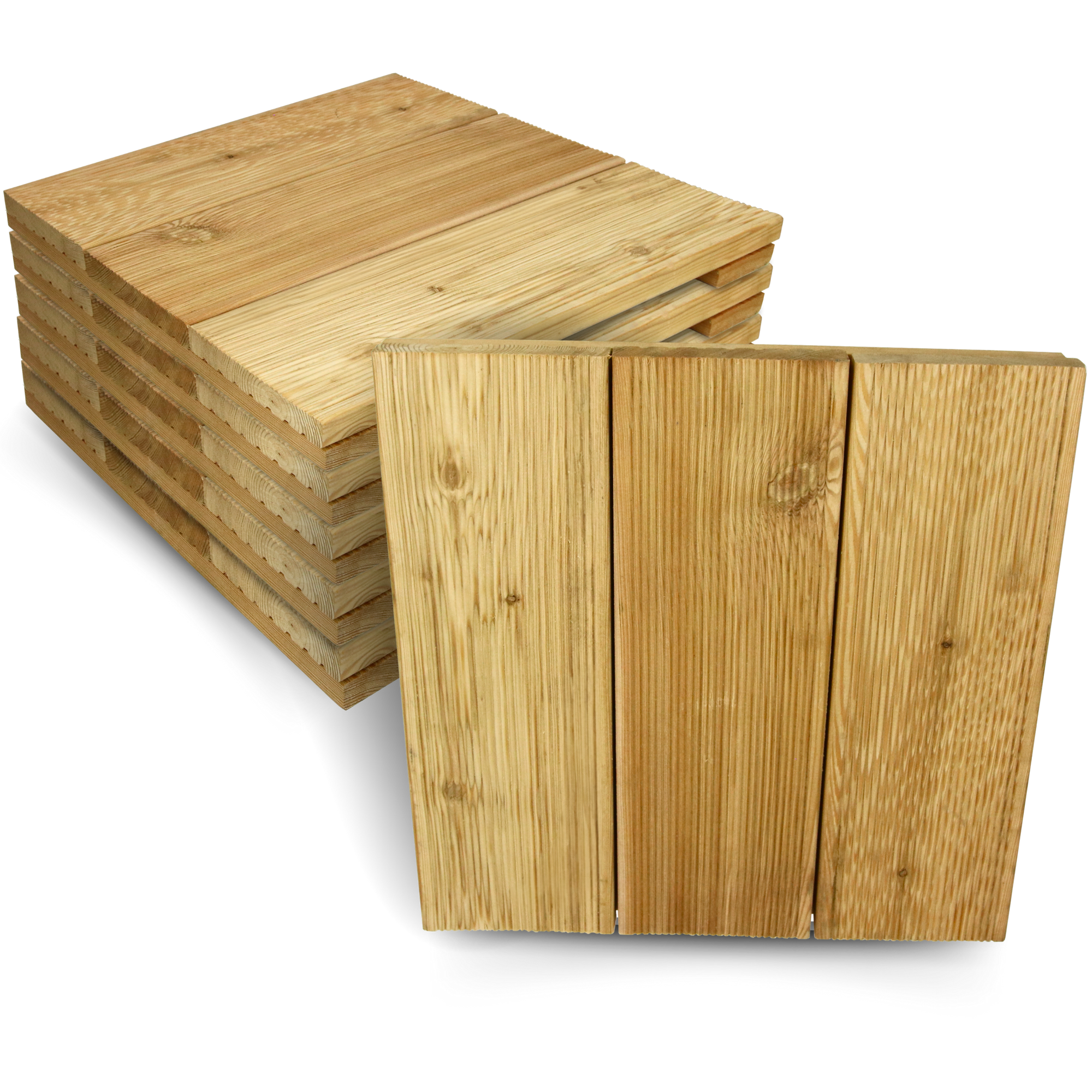 Holz-Fliese Lärche I Ideal für die Terasse oder den Balkon57.2 x 57.2 cm
