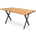h4h301_cover_mit_bk Massivholztisch aus Eiche mit natürlicher Baumkante – 4 cm stark, in 140x80 cm oder 160x80 cm, mit 4 Tischgestellen zur Auswahl X-Struktur
