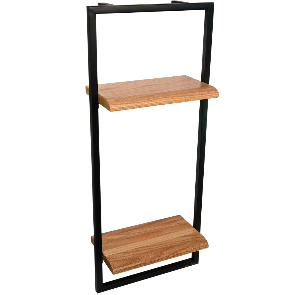 Wandregal high in schwarz gerahmt von holz4home®Hellgrau / mit Baumkante