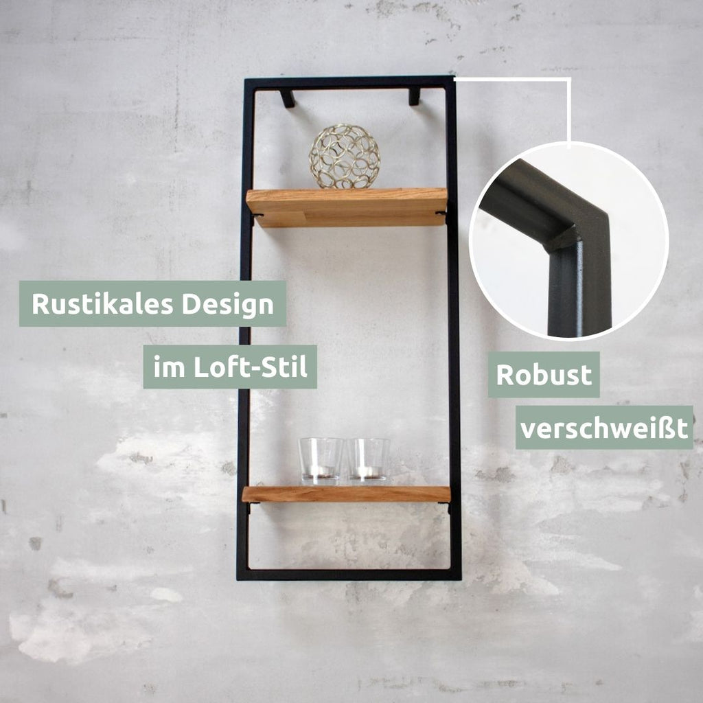 Wandregal high in schwarz gerahmt von holz4home®Hellgrau / mit Baumkante