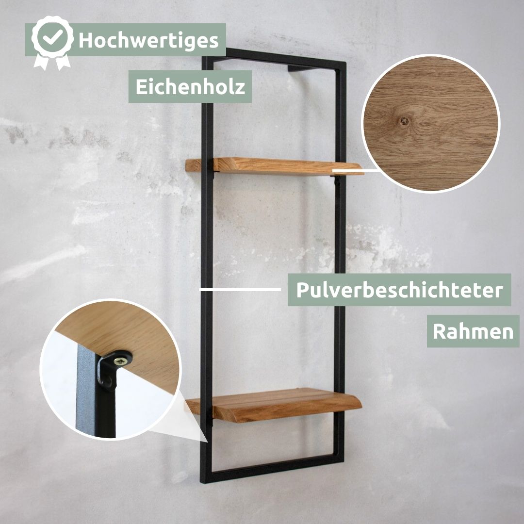 Wandregal high in schwarz gerahmt von holz4home®Hellgrau / mit Baumkante