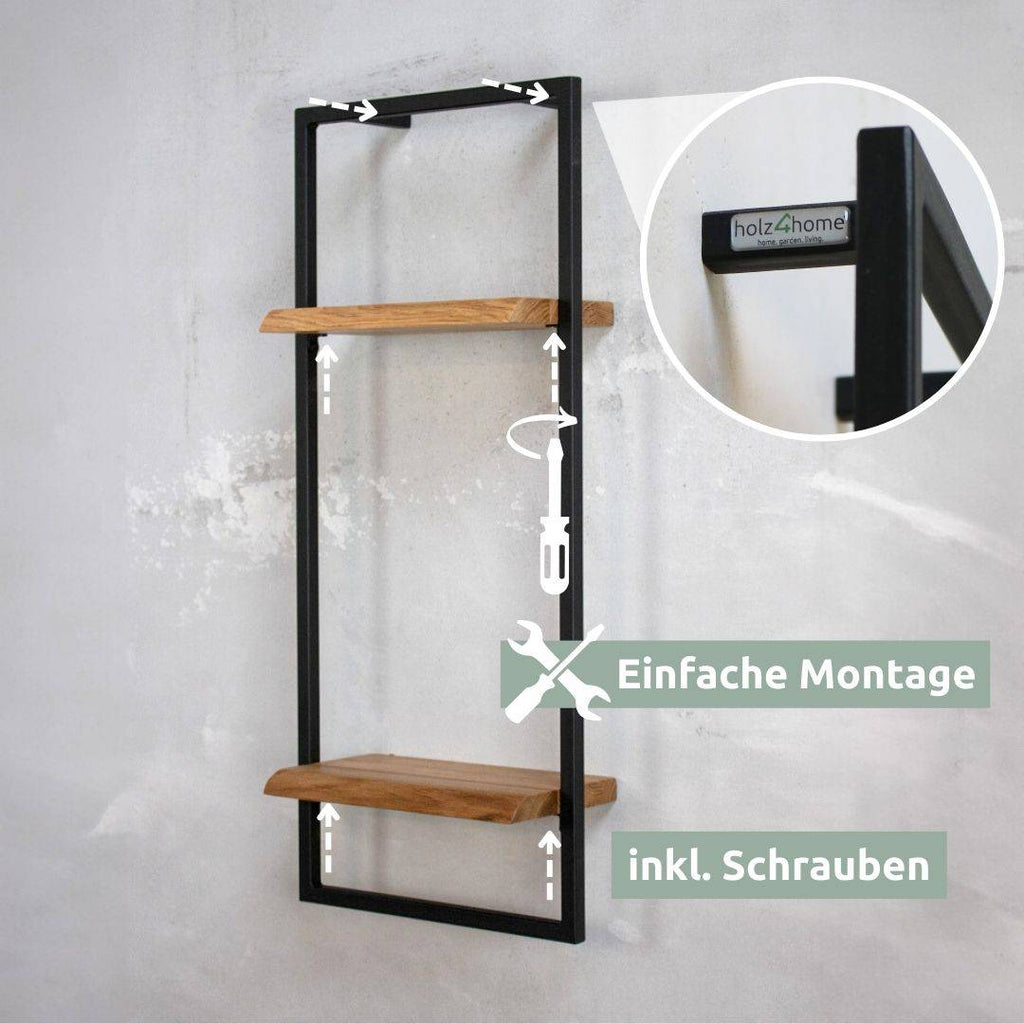 Wandregal high in schwarz gerahmt von holz4home®Hellgrau / mit Baumkante