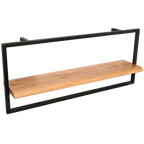 Wandregal long in schwarz gerahmt von holz4home®Natur / ohne Baumkante