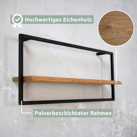 Wandregal long in schwarz gerahmt von holz4home®Hellgrau / ohne Baumkante