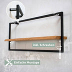 Wandregal long in schwarz gerahmt von holz4home®Natur / ohne Baumkante
