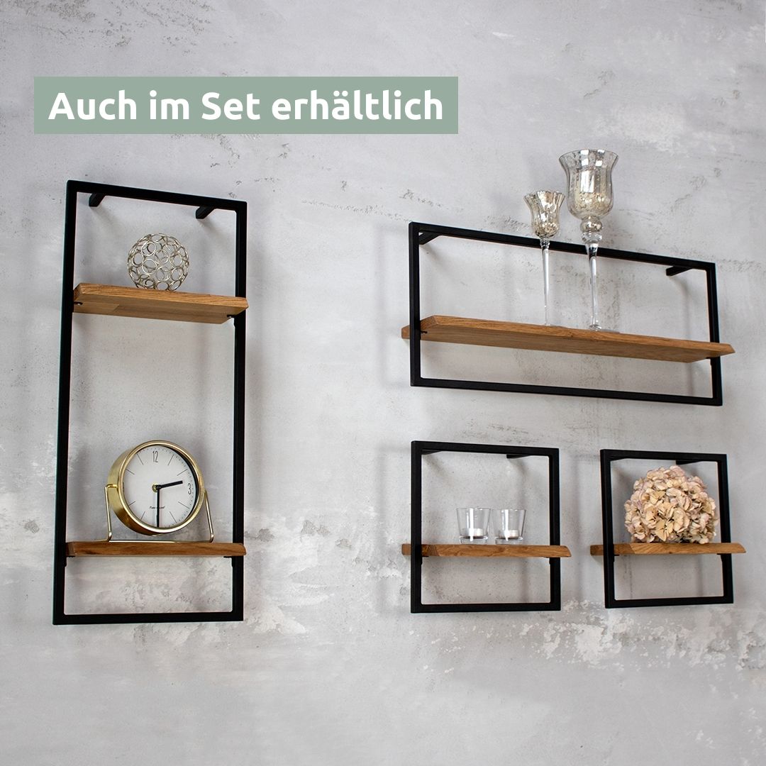 Wandregal long in schwarz gerahmt von holz4home®Hellgrau / ohne Baumkante