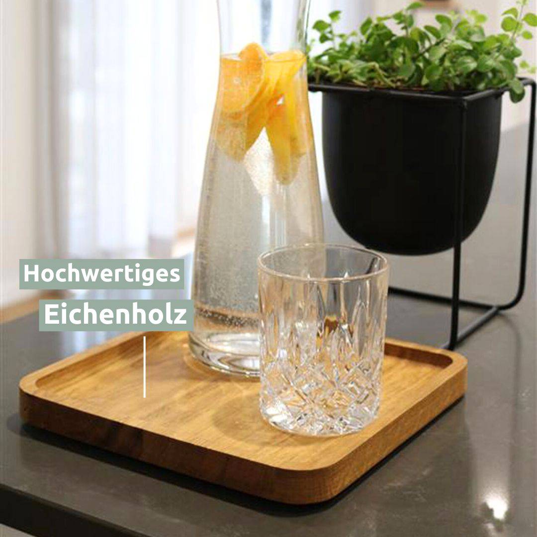 Dekotablett aus Holz mit Kante von holz4home®Eckig