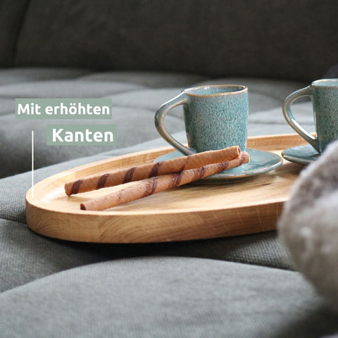 Dekotablett aus Holz mit Kante von holz4home®Eckig