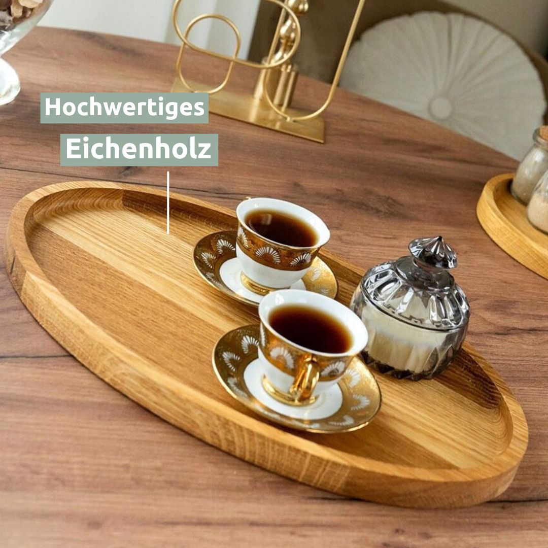 Dekotablett aus Holz mit Kante von holz4home®Eckig