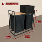 Wäschekorb 2 Fächer 92 Liter ausziehbar mit Aufbewahrungsbox Vintage