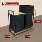 Wäschekorb 2 Fächer 92 Liter ausziehbar mit Aufbewahrungsbox Vintage