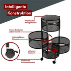 Rollwagen mit 4 schwenkbaren Ebenen 30x30x78 cm Rund