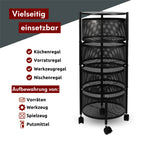 Rollwagen mit 4 schwenkbaren Ebenen 30x30x78 cm Rund