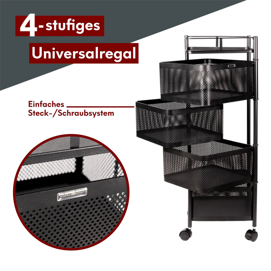 Rollwagen mit 4 schwenkbaren Ebenen 30x30x78 cm