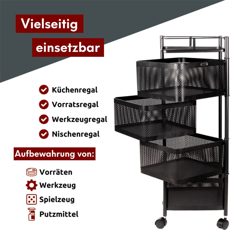 Rollwagen mit 4 schwenkbaren Ebenen 30x30x78 cm