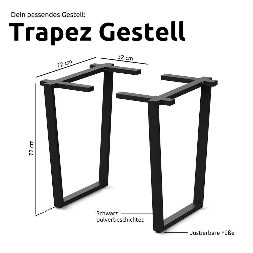 h4h321_2fb8c5cc-3656-4168-9624-d7faf70c1c6e kalb | Massivholztisch aus Eiche 4 cm stark, gerade Kante – 140x80 cm oder 160x80 cm, Tischgestell wählbar (Trapez, Dreieck, Doppel-Dreieck, X-Struktur)