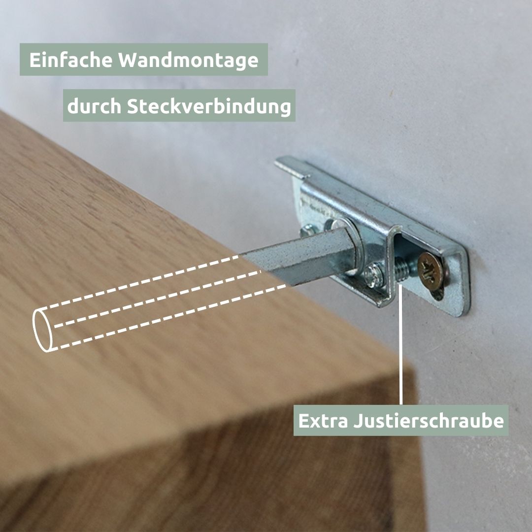 Schwebendes Wandregal aus Eiche HellgrauOhne Baumkante / 80cm