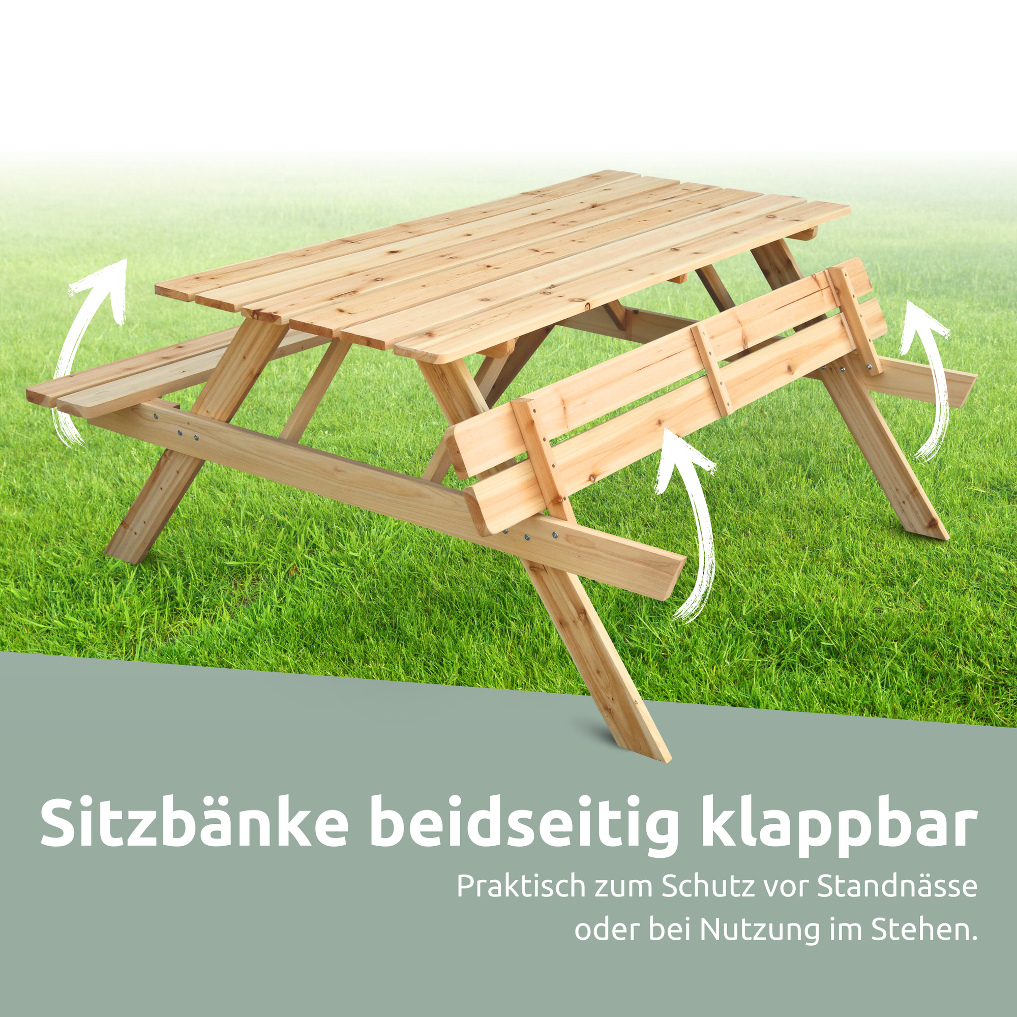 Outdoor Picknickbank aus Tannenholz - Klassischer PicknicktischKlassisch 140 cm