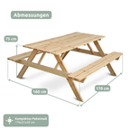 Outdoor Picknickbank aus Tannenholz - Klassischer PicknicktischKlassisch 140 cm