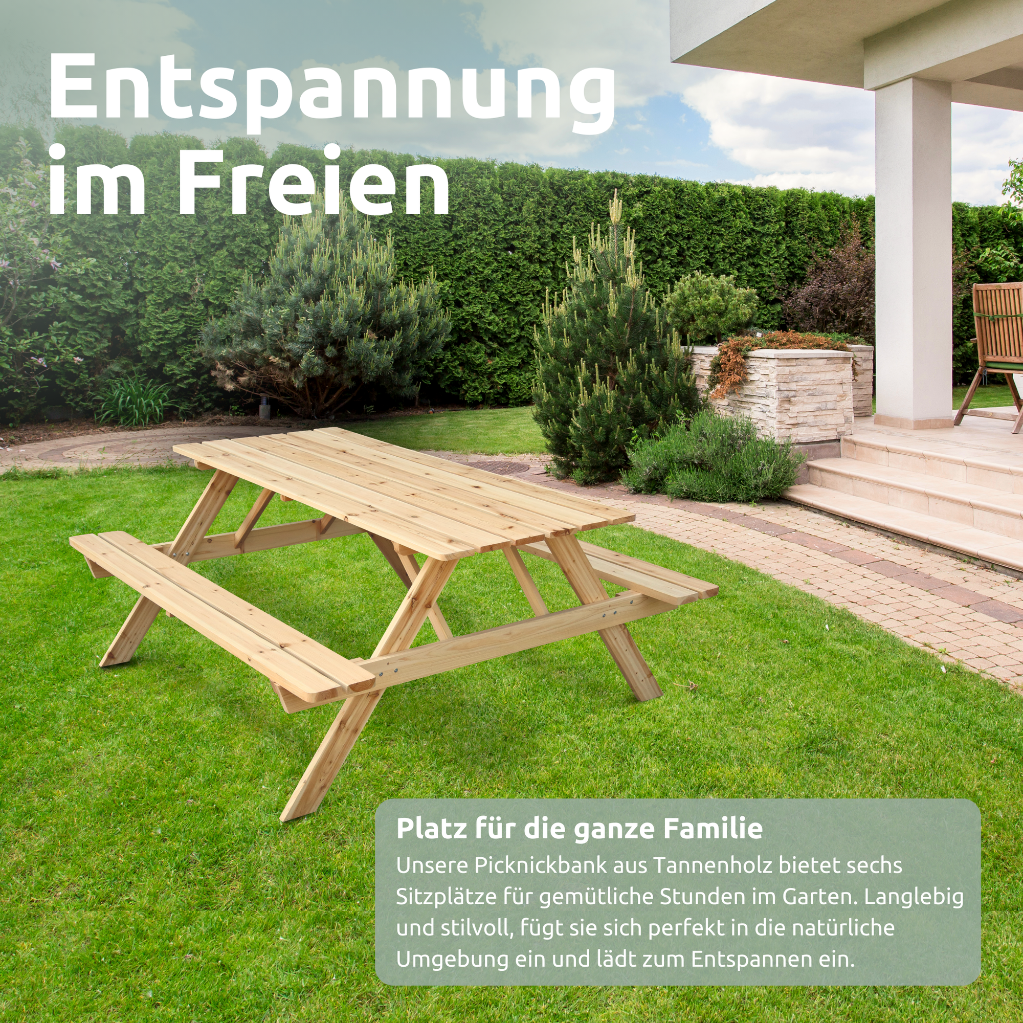Outdoor Picknickbank aus Tannenholz - Klassischer PicknicktischKlassisch 140 cm