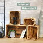 7 tlg. Set Holzkiste | Weinkiste zum DekorierenNatur