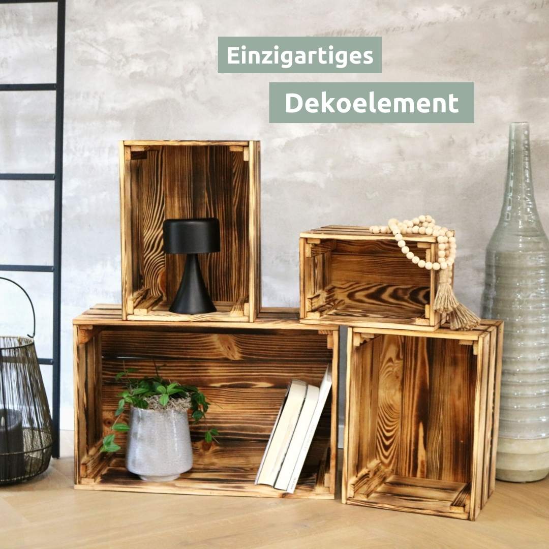 7 tlg. Set Holzkiste | Weinkiste zum DekorierenNatur