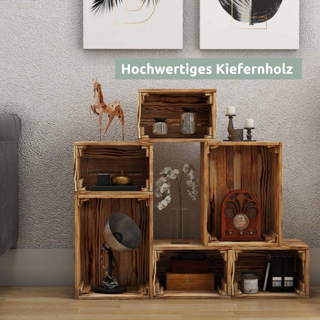 7 tlg. Set Holzkiste | Weinkiste zum DekorierenNatur