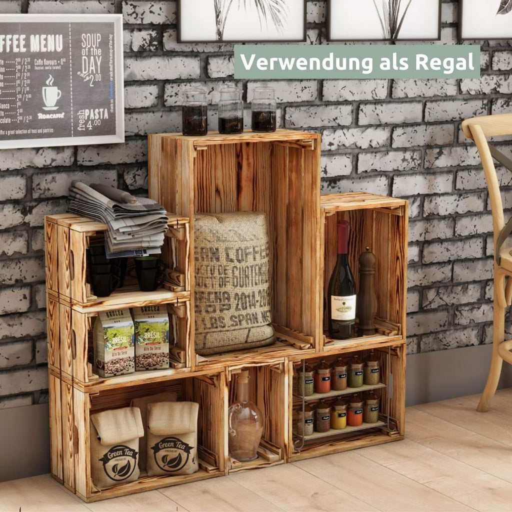 7 tlg. Set Holzkiste | Weinkiste zum DekorierenNatur