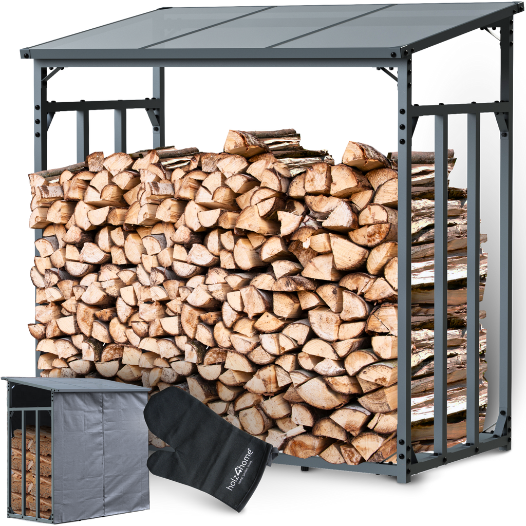 h4h378.1_cover Kaminholzunterstand M Metall anthrazit mit Sonnenblende (1,4 RM / 2 SRM) Default Title