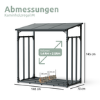 h4h378.1_masse Kaminholzunterstand M Metall anthrazit mit Sonnenblende (1,4 RM / 2 SRM)