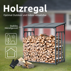 h4h378.1_scene Kaminholzunterstand M Metall anthrazit mit Sonnenblende (1,4 RM / 2 SRM)